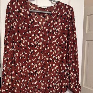 Chantelli V Neck Blouse  2X | Burnt Orange
